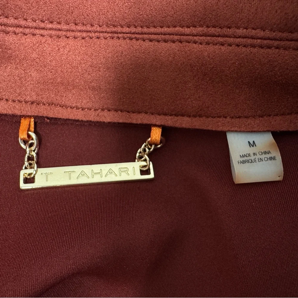 T Tahari Burnt Orange Trench Style Faux Suede Coat, Medium - Picture 3 of 4